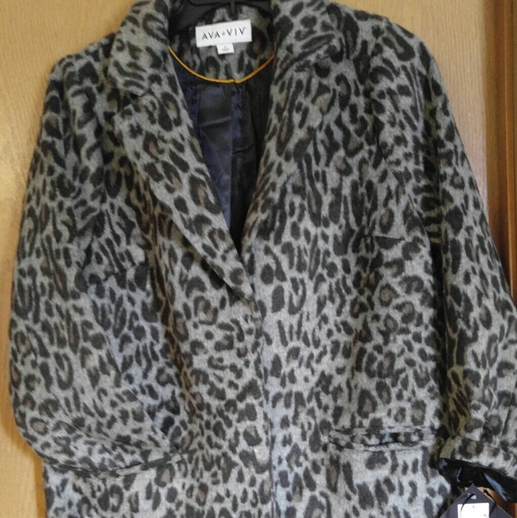 Ava & Viv Jackets & Blazers - Cheetah gray long soft faux fur coat